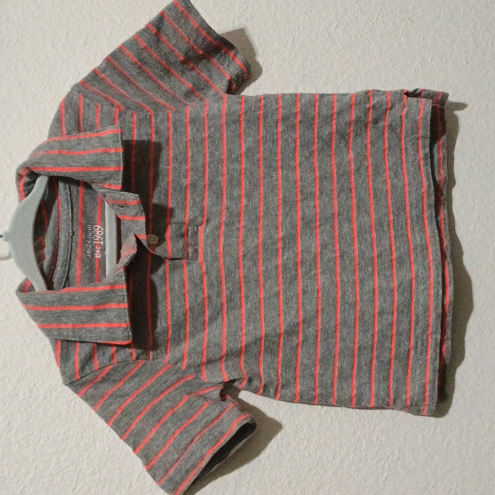 4/$15 Gray & Orange Polo, 18-24M